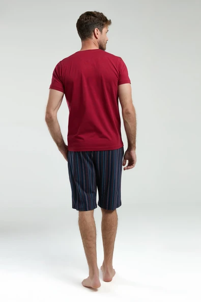 Arnetta Erkek Kısa Kollu Düğmeli Hakim Yaka Şortlu 3'lü Pijama Takım - 5