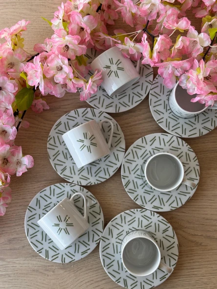 Porland Tamina Desen2 6 Kişilik 12 Parça Kahve Fincan Takımı 90cc - 5