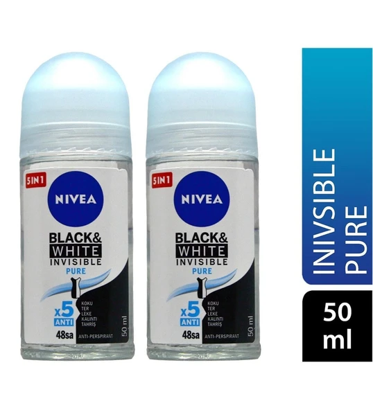 Nivea Kadın Roll On Deodorant Black&white Invisible Pure 48 Saat Anti-Perspirant Koruma 50ML