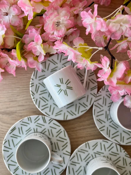 Porland Tamina Desen2 6 Kişilik 12 Parça Kahve Fincan Takımı 90cc