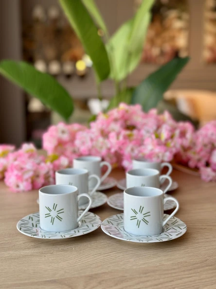 Porland Tamina Desen2 6 Kişilik 12 Parça Kahve Fincan Takımı 90cc - 2