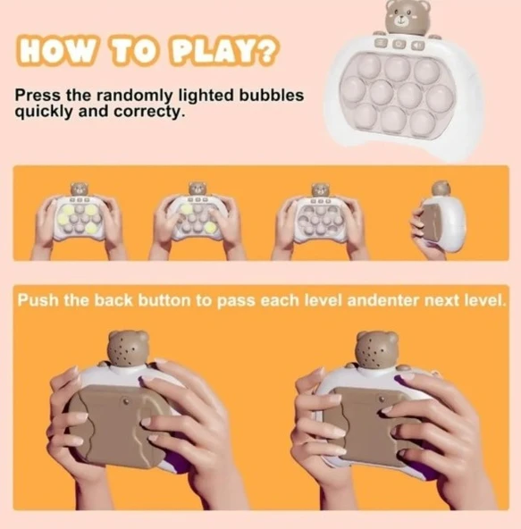 Popit Makinesi Işıklı Oyun Fast Push Pilli Fidget Kabarcık - Astronot Space - 6