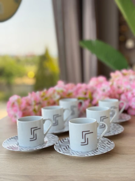 Porland Desen1 6 Kişilik 12 Parça Kahve Fincan Takımı 90cc - 2