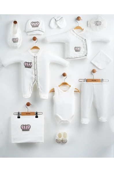 yudemia Taç İşlemeli 11 Parça Yeni Doğan Seti - Şık ve Sade Tasarım - 3
