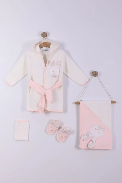 yudemia Tavşan Model Bebek Havlu Bornoz Seti %100 Organic