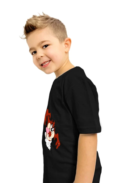 yudemia Tazmanya Baskılı Çocuk Tişört ve Şort Takımı | %100 Pamuk, Şık ve Rahat - 5