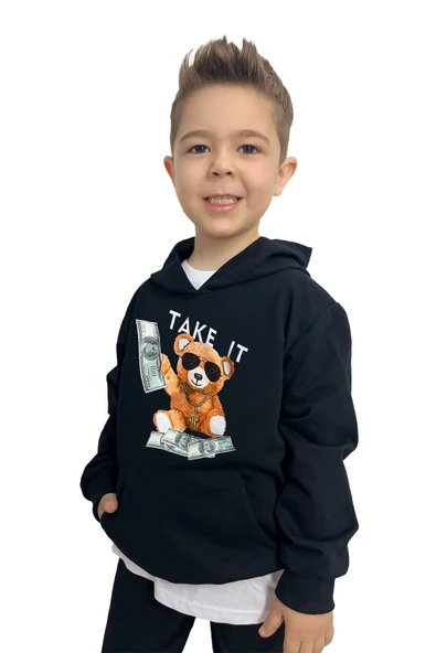 yudemia Take It Bear Baskılı Erkek Sweatshirt – Rahat ve Şık Tasarım - 2