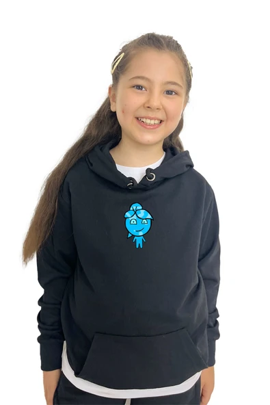 yudemia Ateş ve Su Su Baskılı Kız Sweatshirt – Rahat ve Şık Tasarım - 1