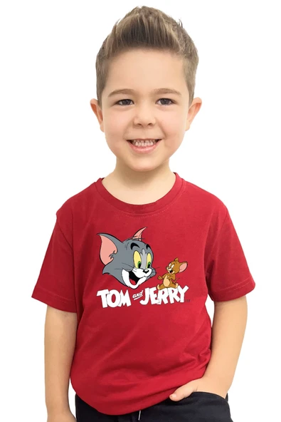 yudemia Tom ve Jerry Hayvan Baskılı Çocuk Tişörtü | %100 Pamuk, Şık ve Rahat Tasarım - 3