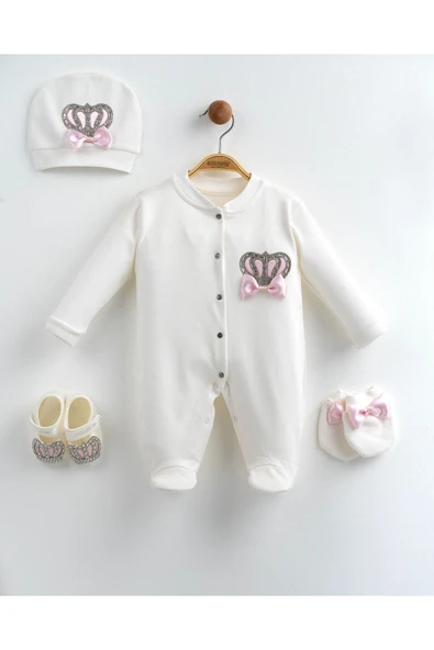 yudemia Taç Ve Papyon Detaylı 4 Parça Hastane Çıkış Seti - 3