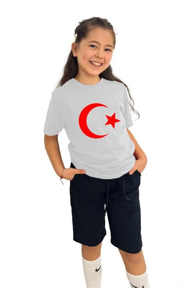 yudemia Bayrak Baskılı kız Çocuk Tişört ve Şort Takımı | %100 Pamuk, Şık ve Rahat - 3