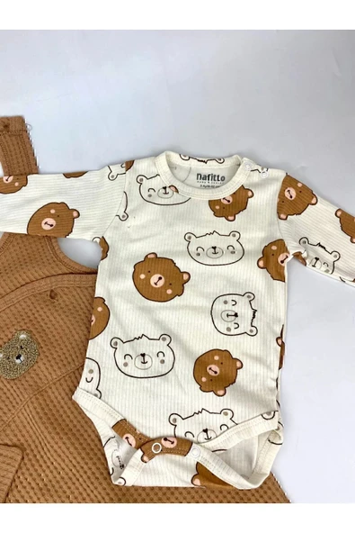 yudemia Yudi bebe Ayı Nakışlı Erkek Bebek Tulum - 3