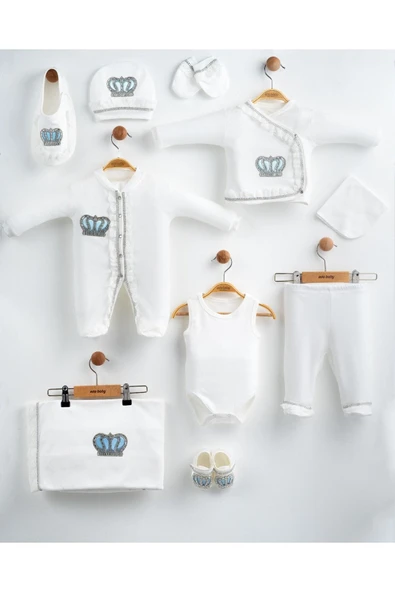 yudemia Taç İşlemeli 10 Parça Yeni Doğan Seti - Şık ve Sade Tasarım - 2