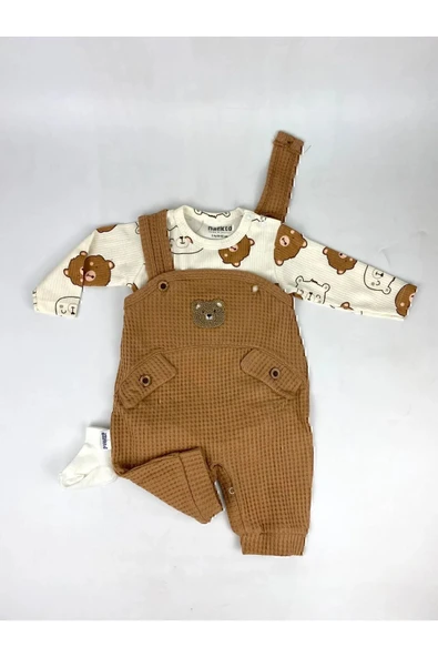 yudemia Yudi bebe Ayı Nakışlı Erkek Bebek Tulum