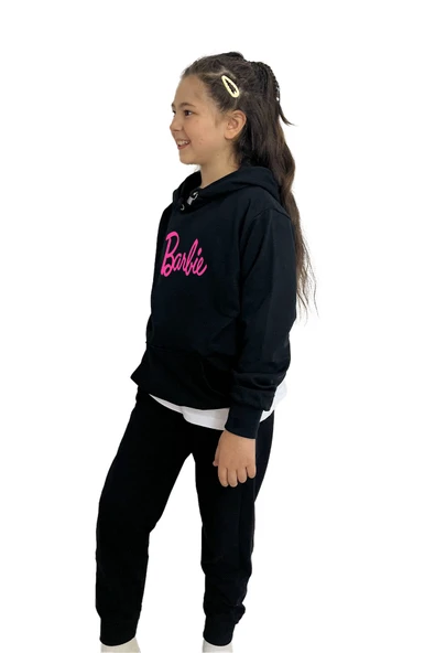 yudemia Baskılı Kız Sweatshirt Tişört Eşofman 3'lü Takım – Rahat Ve Şık Tasarım - 3
