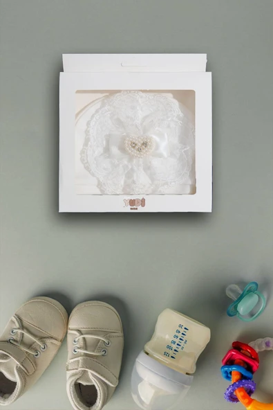 yudemia %100 Organik Pamuklu Şık ve Rahat Boncuklu Kalp Nakışlı Tasarım Bebek Beresi - 2