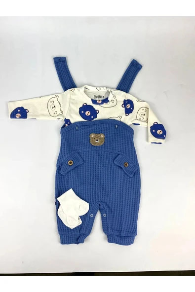 yudemia Yudi bebe Ayı Nakışlı Erkek Bebek Tulum - 5