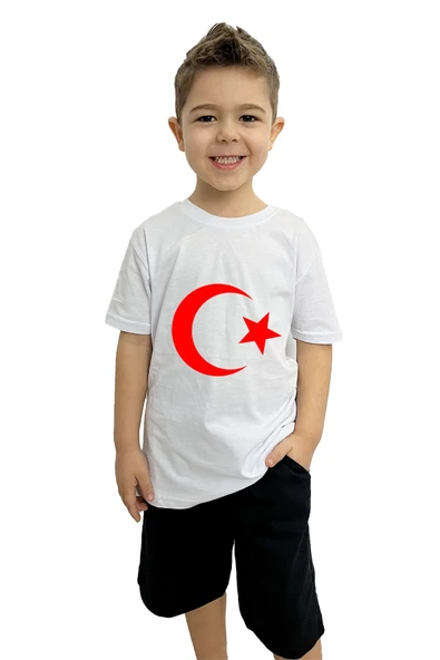 yudemia Ay yıldız Baskılı Çocuk Tişört ve Şort Takımı | %100 Pamuk, Şık ve Rahat - 3