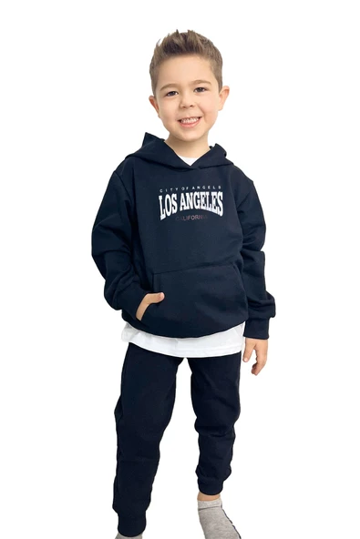 yudemia Los Angeles Baskılı Erkek Sweatshirt Tişört Eşofman takımı  – Rahat ve Şık Tasarım - 3