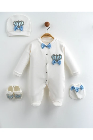 yudemia Taç Ve Papyon Detaylı 4 Parça Hastane Çıkış Seti