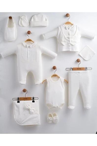 yudemia Yeni Doğan Erkek Bebek 10'lu Set - Papyon Detaylı Takım