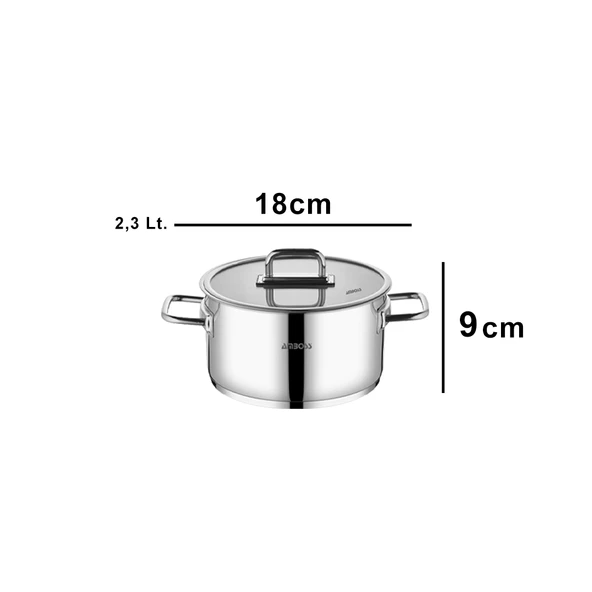 Nova Paslanmaz Çelik Cam Kapaklı Derin Tencere 18x9 cm - Resim 4