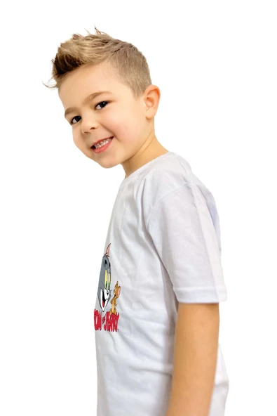 yudemia Tom ve Jerry Hayvan Baskılı Çocuk Tişörtü | %100 Pamuk, Şık ve Rahat Tasarım - 7