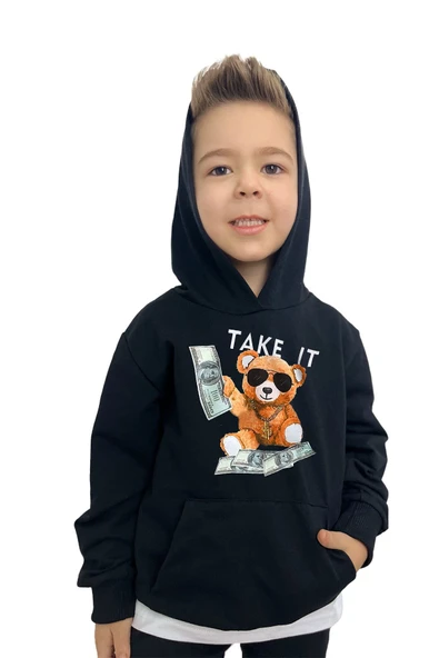 yudemia Take It Bear Baskılı Erkek Sweatshirt – Rahat ve Şık Tasarım - 3