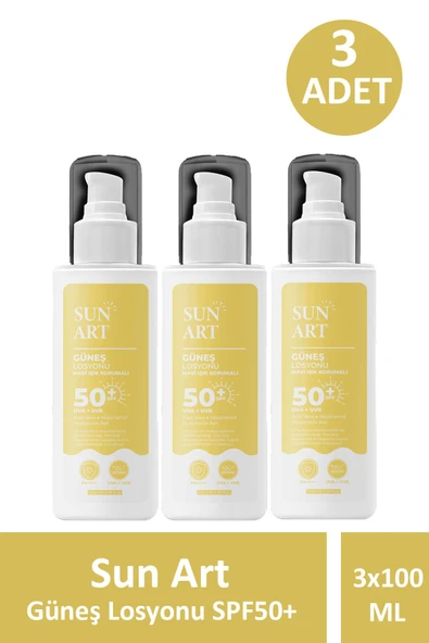 Sunart Güneş Losyonu SPF50+ 100 ml 3 Adet ürün görseli 1
