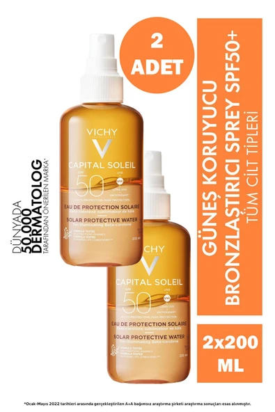 Vichy Capital X Eau Bronze With Beta Carotene Vücut Spreyi SPF50+ 200 ml 2 Adet