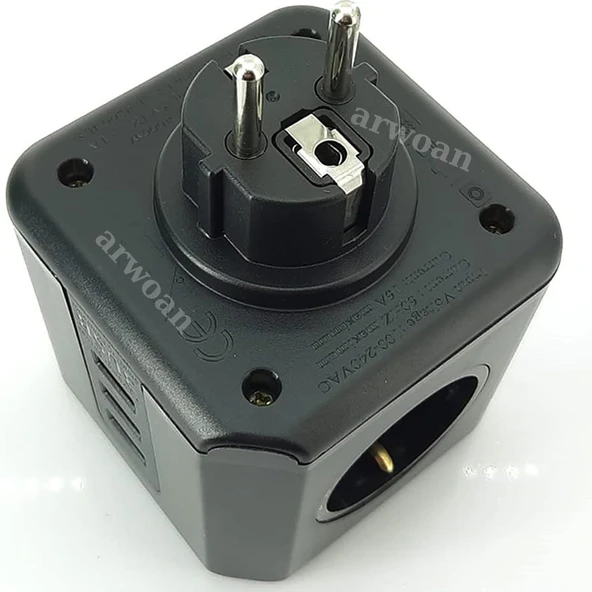 oklu Grup Priz Kablosuz Akım Korumalı Isıya Dayanıklı Termal Çocuk Korumalı 3x Usb 3.0 3x Fiş Girişli Ofis Ev - 4