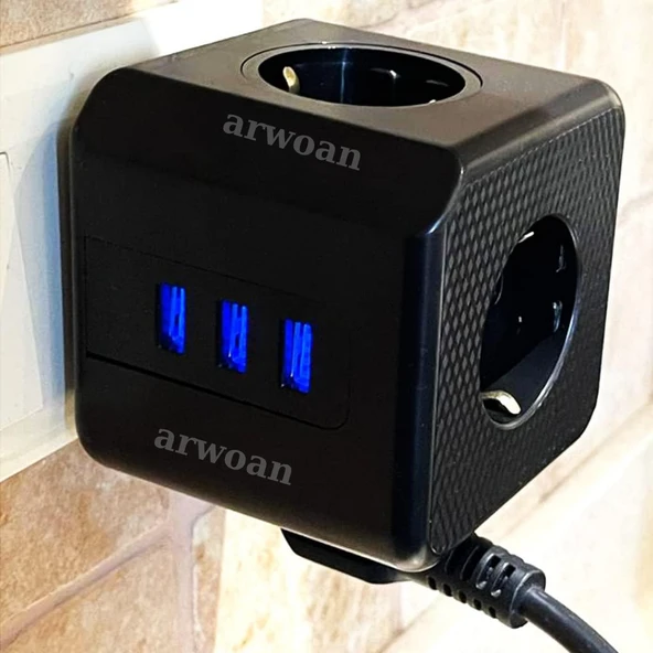 oklu Grup Priz Kablosuz Akım Korumalı Isıya Dayanıklı Termal Çocuk Korumalı 3x Usb 3.0 3x Fiş Girişli Ofis Ev - 9