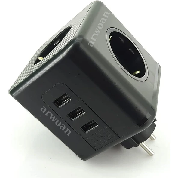 oklu Grup Priz Kablosuz Akım Korumalı Isıya Dayanıklı Termal Çocuk Korumalı 3x Usb 3.0 3x Fiş Girişli Ofis Ev - 7