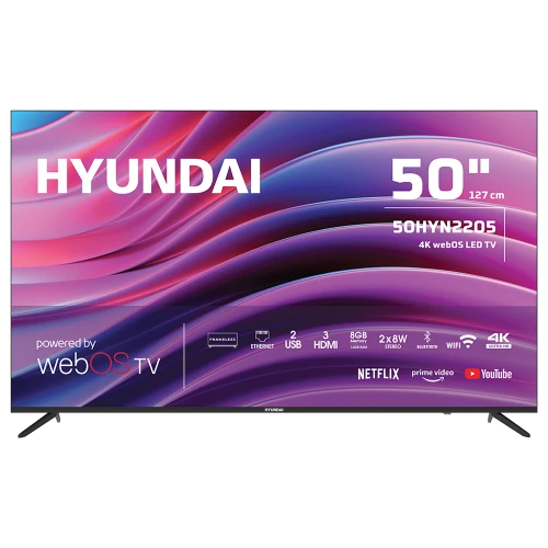 HYUNDAI 50HYN2205, 50" 127cm, 4K Ultra HD, Dahili Wi-Fi, Dahili Uydu Alicili, Smart Led Televizyon