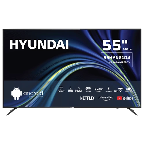 HYUNDAI 55HYN2104, 55" 140cm, 4K Ultra HD, Dahili Wi-Fi, Dahili Uydu Alicili, Android Led Televizyon