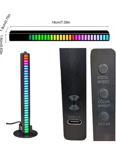 Digielektro Rgb Sese Duyarlı Müzik Ritim LED Işık Çubuğu Masa/araba/ev - 2