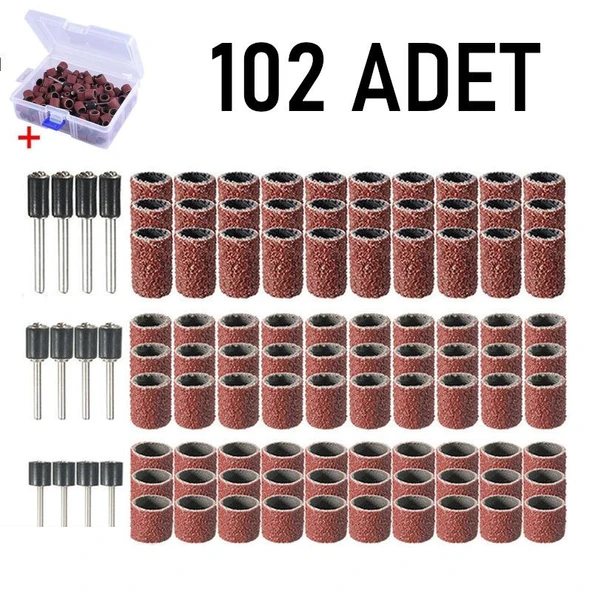 Valkyrie 102 Adet Kutulu Freze Ucu Zımparası Tırnak Makinesi Gravür Matkap Uyumlu Törpü Kalıcı Oje Manikür Pedikür Seti