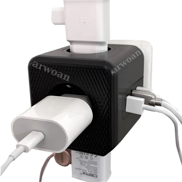 oklu Grup Priz Kablosuz Akım Korumalı Isıya Dayanıklı Termal Çocuk Korumalı 3x Usb 3.0 3x Fiş Girişli Ofis Ev - 5