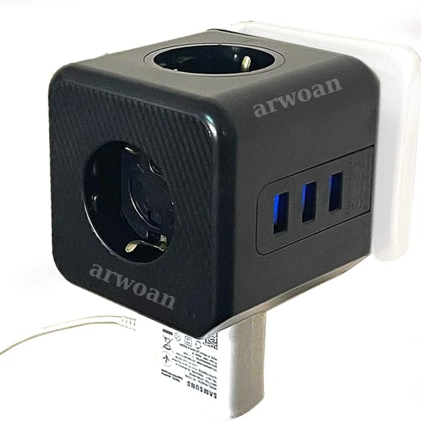 oklu Grup Priz Kablosuz Akım Korumalı Isıya Dayanıklı Termal Çocuk Korumalı 3x Usb 3.0 3x Fiş Girişli Ofis Ev - 2