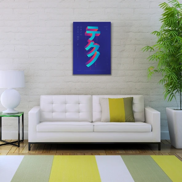 Mavi Tonlarda Japonca Poster Kanvas Tablo 50 x 70 - 3