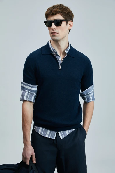 Lufian 111090092 Aren Erkek Pamuklu Kazak T- Shirt Erkek Tişort - 4