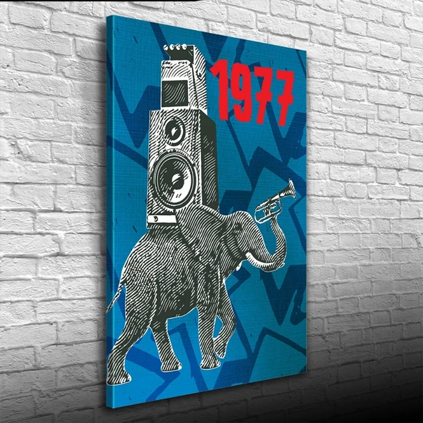 Mavi ve Gri Tonlarda Müzikal Afiş Kanvas Tablo 50 x 70 - 3