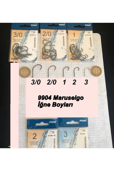 Maruseigo 3/0 Numara 10'lu Paket M-9904 Bn Olta Iğnesi - 8