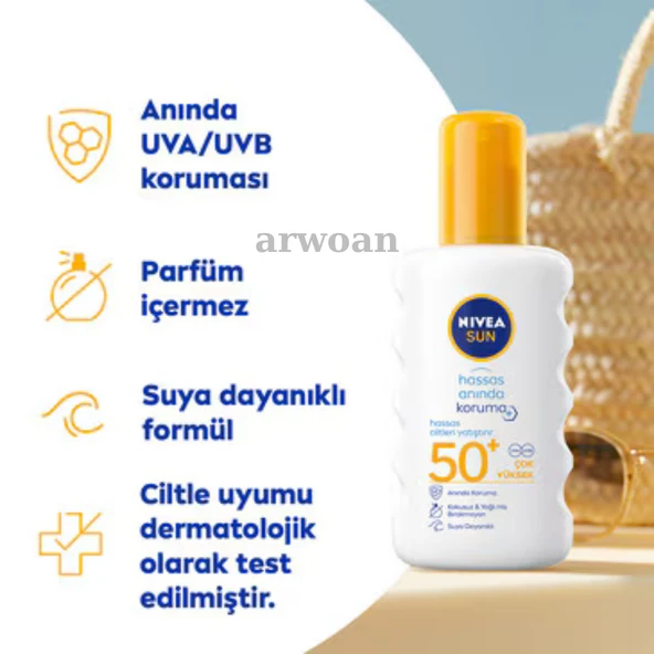 Nivea Sun SPF 50+ Hassas Anında Koruma Güneş Kremi 200 ml Sprey - 2