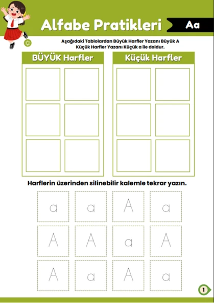 Okul Öncesi ve Birinci Sınıflar İçin Alfabe Pratikleri YAZ-SİL Kitabı - Resim 2