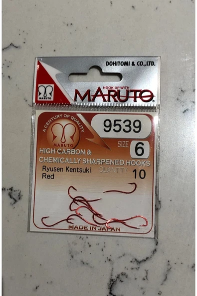 9539 Ryusen Kentsuki 6 Numara 10'lu Paket Kırmızı Çift Tırnak Olta Iğnesi - 2