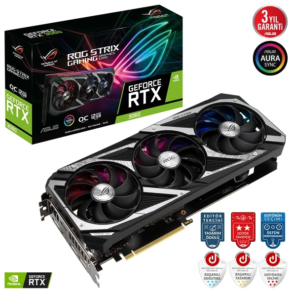 ASUS ROG-STRIX-RTX3060-O12G-V2-GAMING 12GB GDDR6 HDMI DP 192BİT ürün görseli