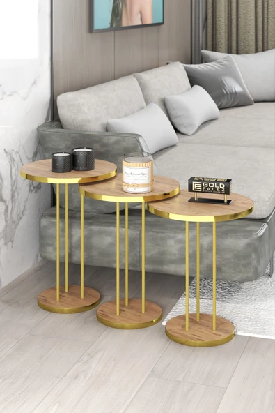 ORTA SEHPA VE ZİGON SEHPA TERRA SET GOLD CEVİZ - 6