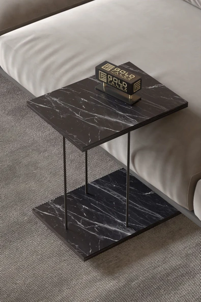 Yan Sehpa Tekerlekli Servis Sehpası HND Dikdörtgen Bendir - Resim 2