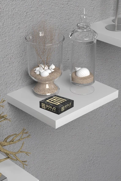 Duvar Rafı Dekoratif 3 Adet Çiçeklik Kare Beyaz - 3